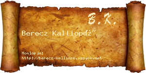 Berecz Kalliopé névjegykártya